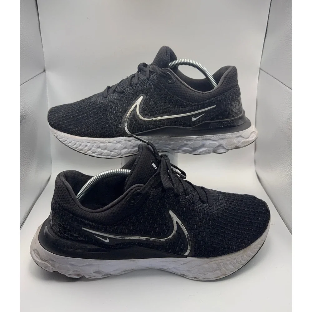 Nike React Infinity Run Flyknit 3 Mens 11 Black White Good DH5392-001 Running